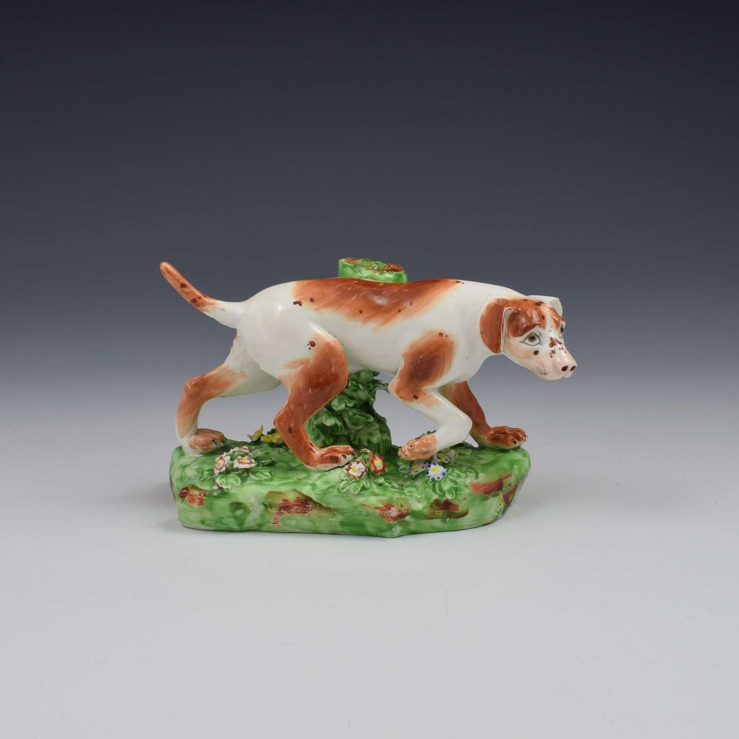 Fine Derby Porcelain Figure Model Of A Pointer Dog c.1800