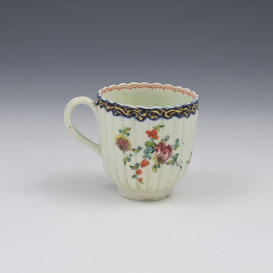 Pennington Liverpool Porcelain Fluted Polychrome Coffee Cup c.1770