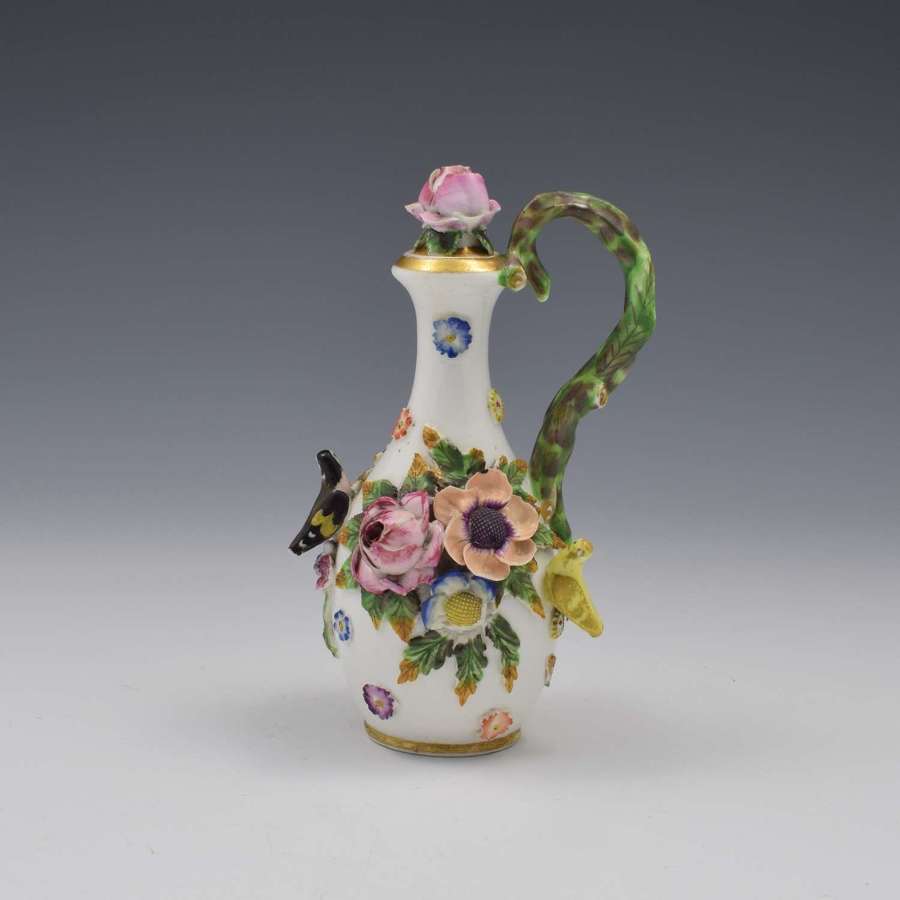 Spode Porcelain Bird & Flower Encrusted Scent / Perfume Bottle