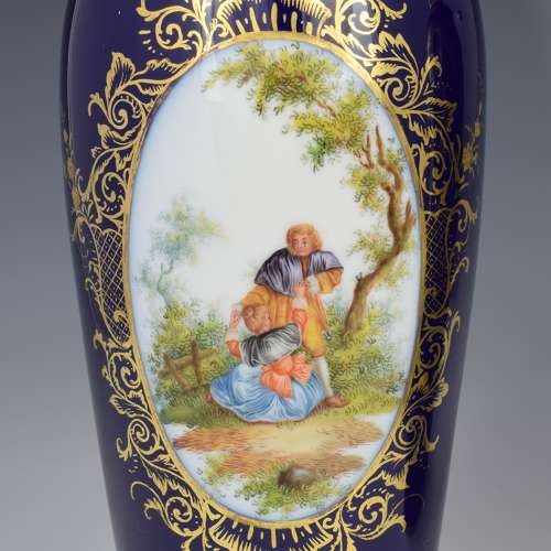 Pair Of Large Dresden Porcelain Vases & Covers c.1880