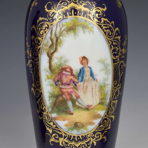 Pair Of Large Dresden Porcelain Vases & Covers c.1880