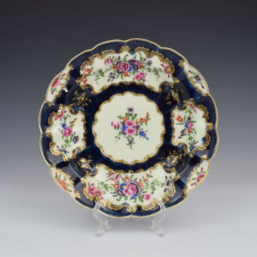 First Period Worcester Porcelain Blue Scale Junket Dish c.1770