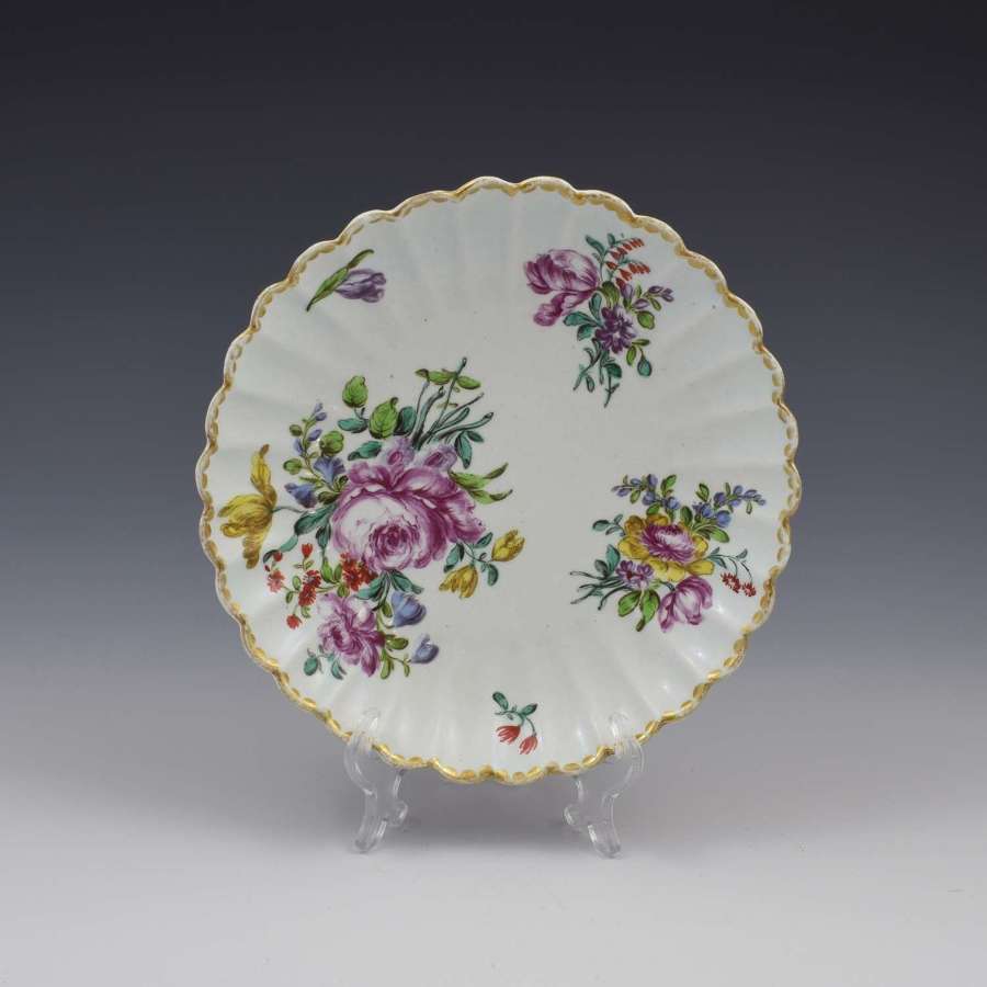 18th Century Bow Porcelain Scallop Fluted Dish c.1770