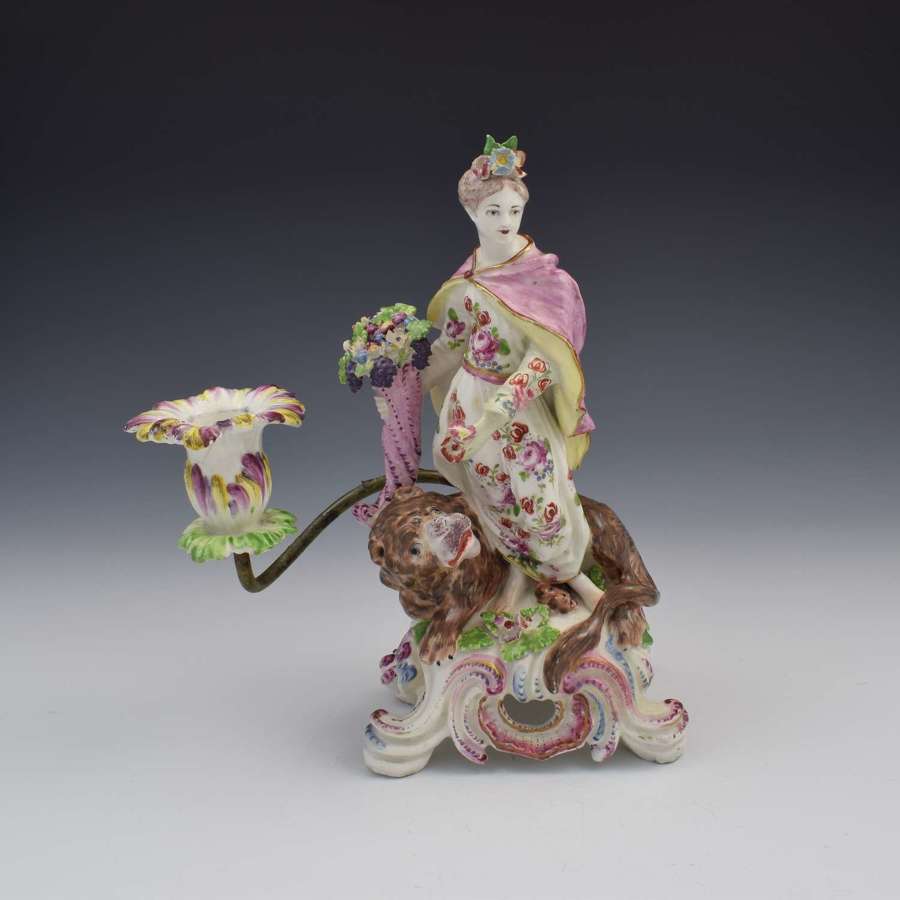 Bow Porcelain Allegorical Candlestick Figure Ceres As Earth c.1765