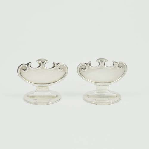 Pair Of Art Nouveau Silver Place Card / Menu Holders Goldsmiths Co.