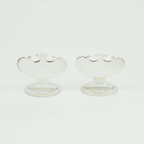 Pair Of Art Nouveau Silver Place Card / Menu Holders Goldsmiths Co.