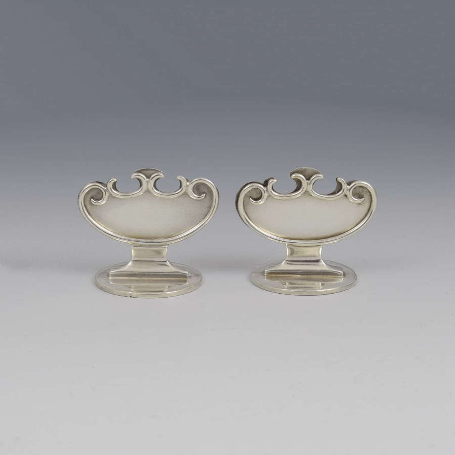 Pair Of Edward Silver Place Card / Menu Holders