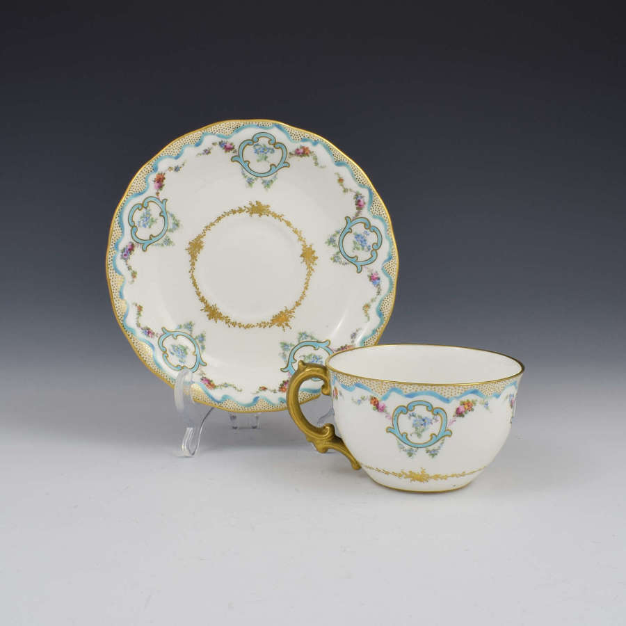 Fine Victorian Royal Crown Derby Porcelain Tea Cup & Saucer