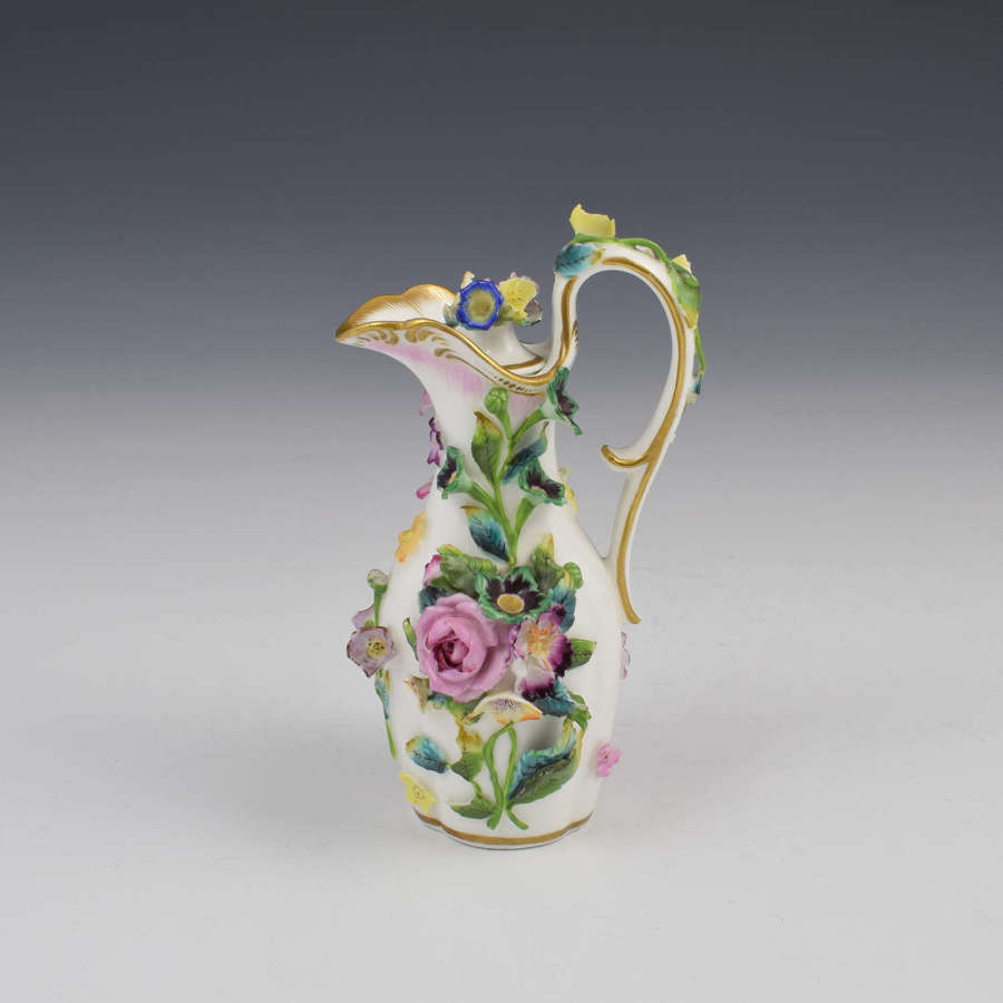 Minton Porcelain Miniature Flower Encrusted Ewer Scent Bottle c.1840