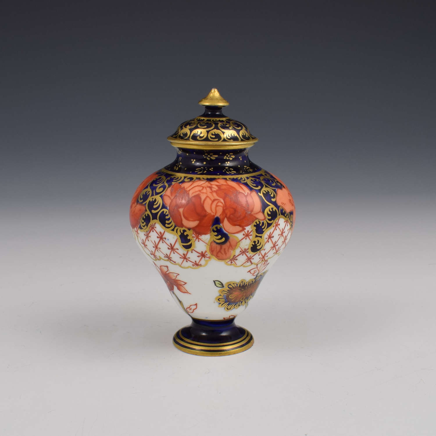 Antique Edwardian Royal Crown Derby Miniature Vase & Cover 2444