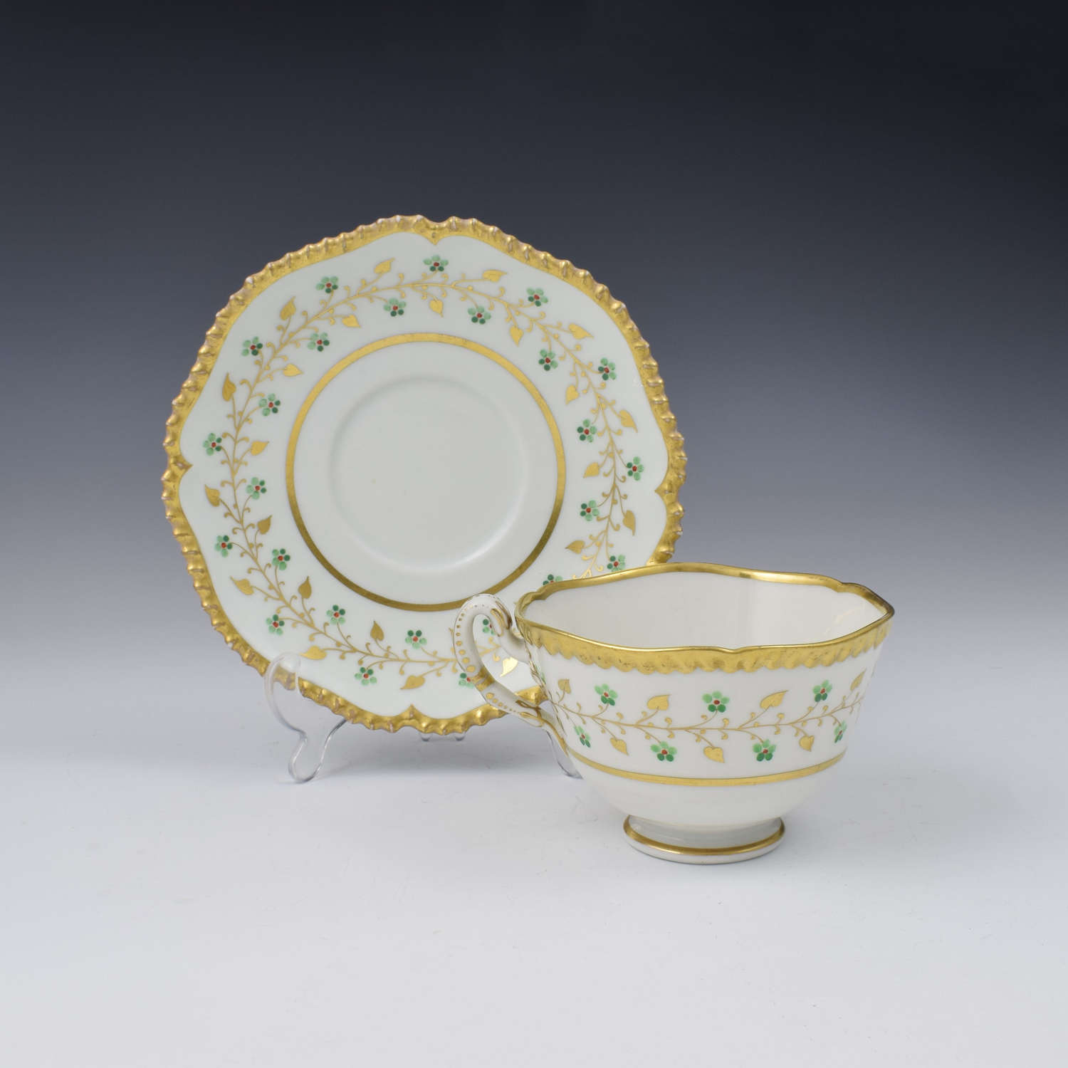 Flight Barr & Barr Worcester Porcelain Gadrooned Tea Cup & Saucer