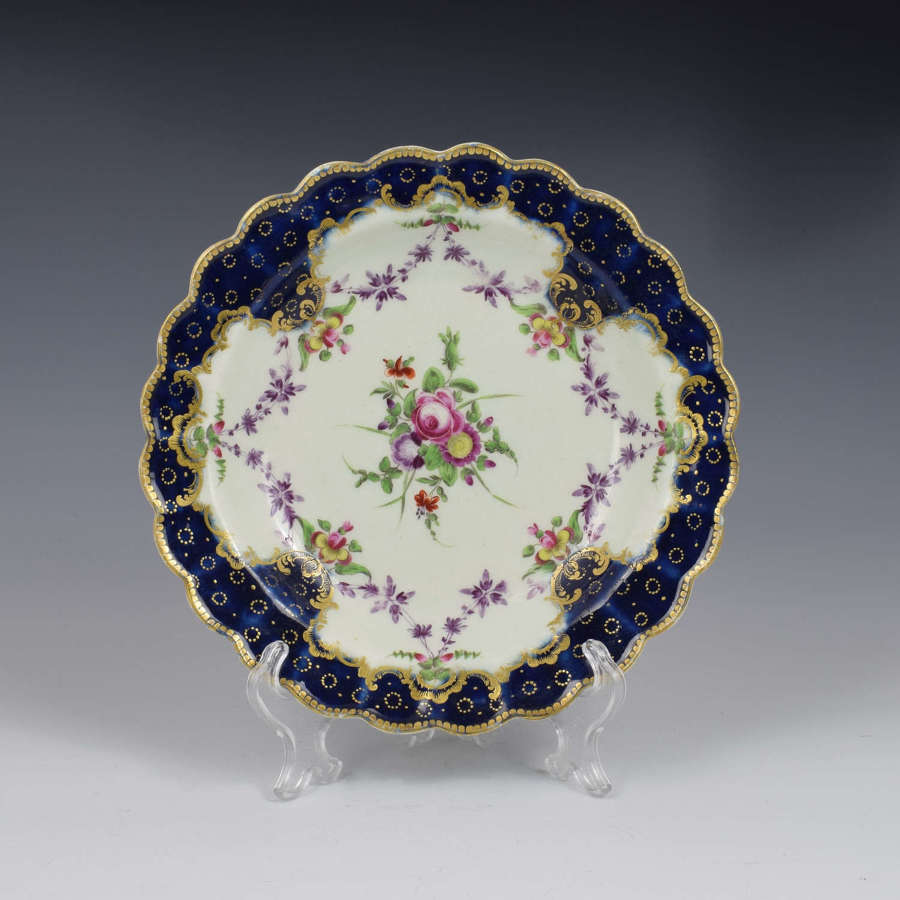 First Period Worcester Porcelain Sevres Style Dessert Plate / Dish