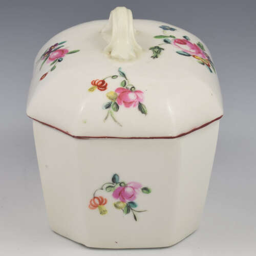 Rare Early Derby Porcelain Rectangular Butter Tub / Pot & Cover c.1758