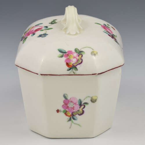 Rare Early Derby Porcelain Rectangular Butter Tub / Pot & Cover c.1758
