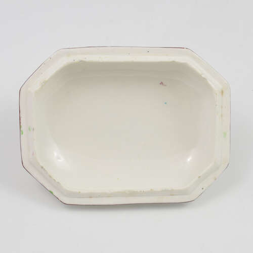 Rare Early Derby Porcelain Rectangular Butter Tub / Pot & Cover c.1758