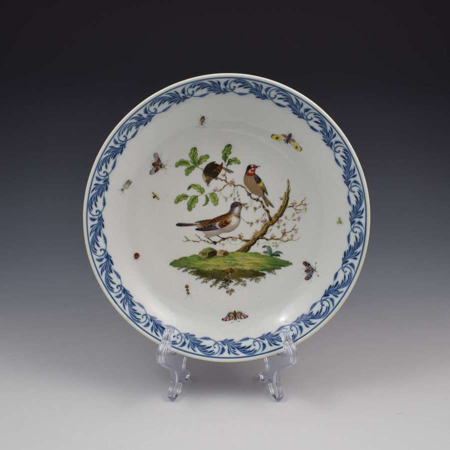Large Meissen Porcelain Ornithological Bird Bowl / Dish c.1860