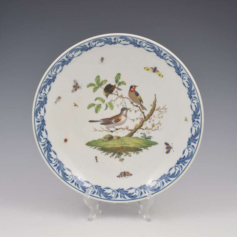 Superb Large Antique Meissen Porcelain Ornithological Bird Dessert Dish c.1860
