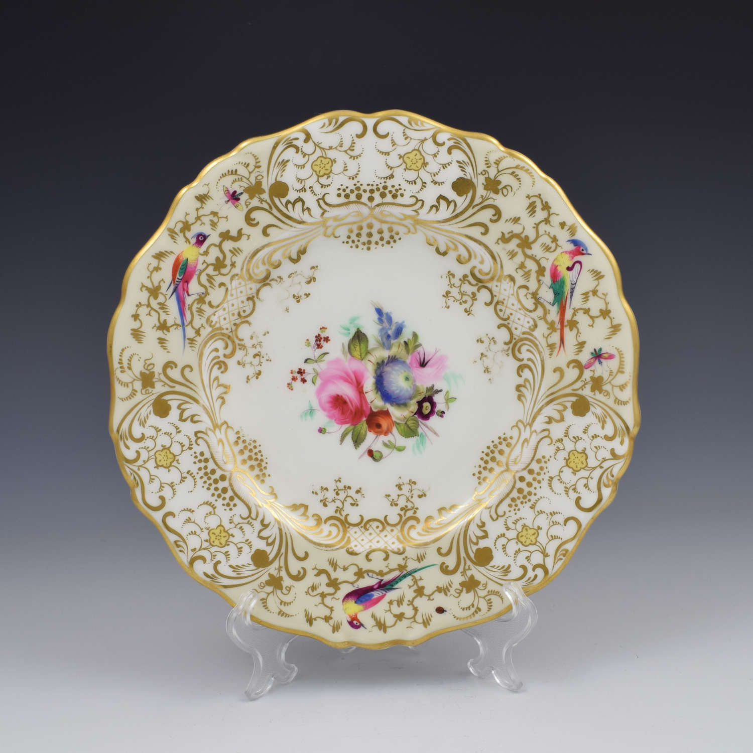 Grainger Worcester Porcelain Fancy Birds Dessert Plate Pattern 1698