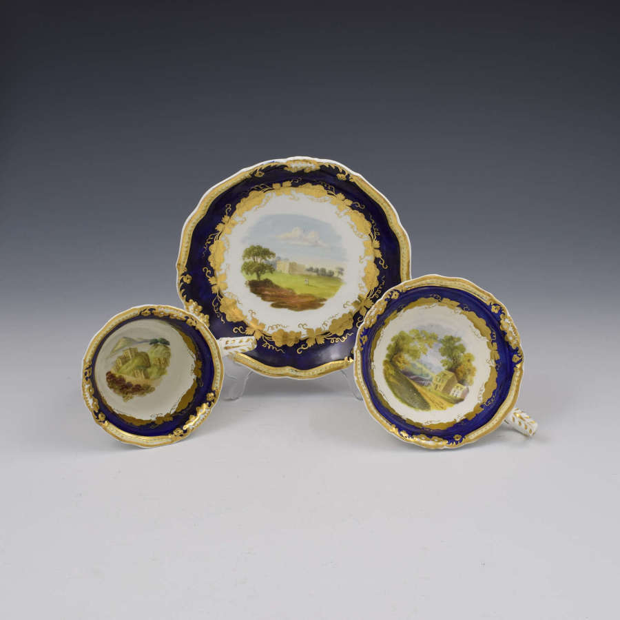 Grainger Worcester Porcelain Cup & Saucer Landscape Trio Pattern 1933