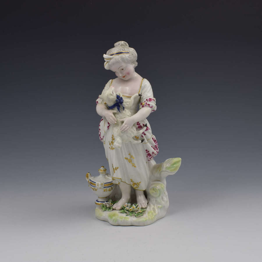 Derby Porcelain Patch Mark Figure "French Shepherdess" c.1775
