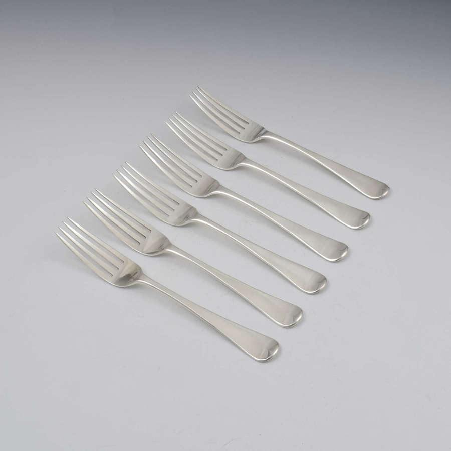 Fine Set Of Six Early Victorian Solid Silver Dinner Table Forks Hayne Cater
