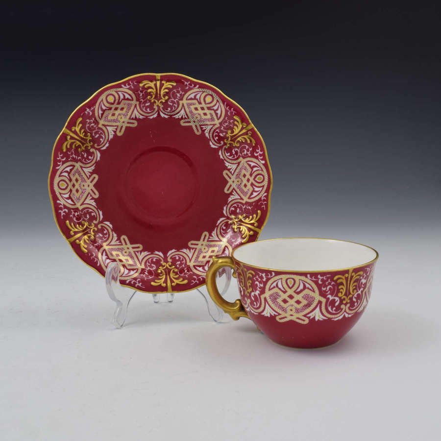 Fine Victorian Royal Crown Derby Porcelain Tea Cup & Saucer