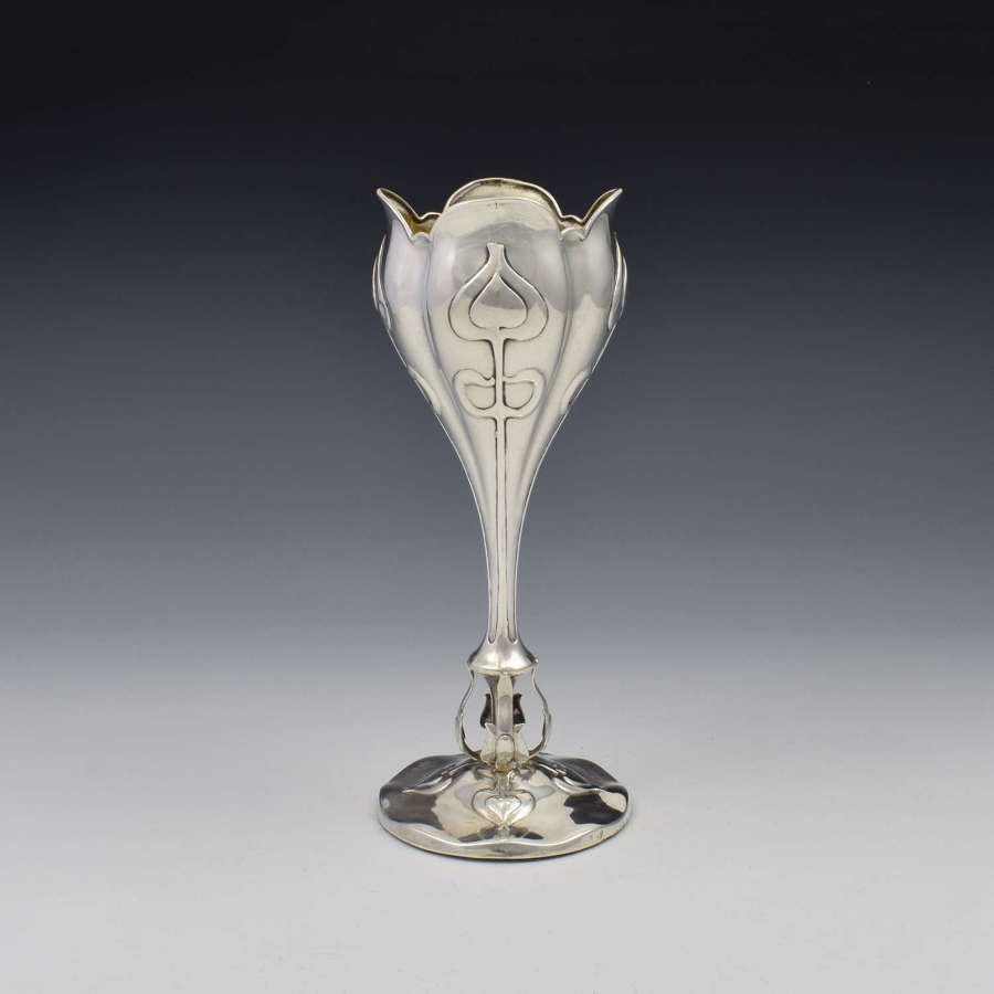 Edwardian Art Nouveau Silver Vase Chester 1903