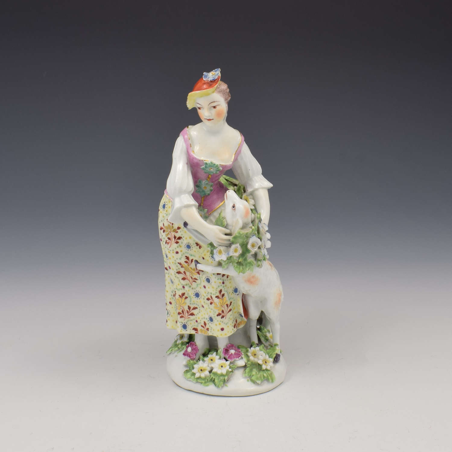 Derby Porcelain Figure Garland Shepherdess c.1765