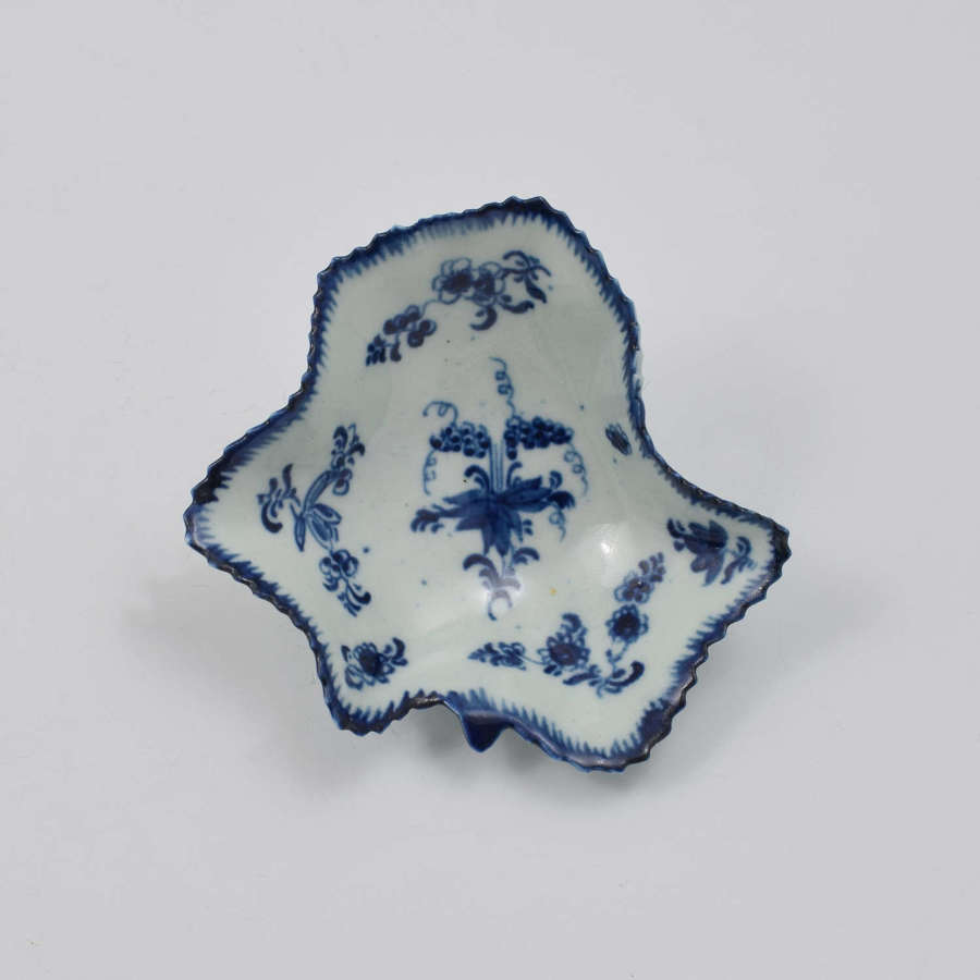 First Period Worcester Porcelain Leaf Vine Pickle Dish c.1765