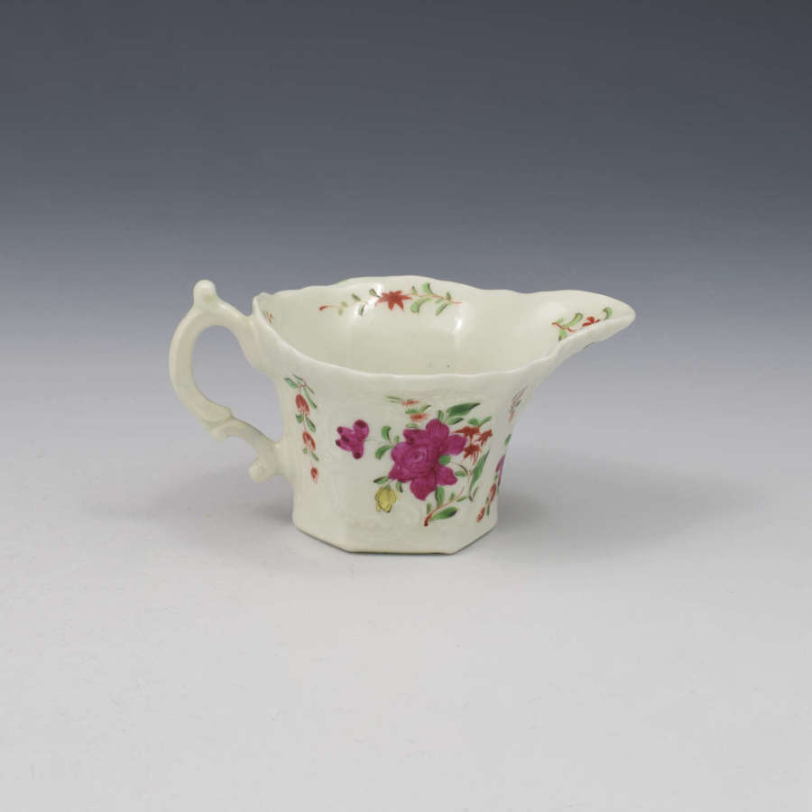 First Period Worcester Porcelain Hexagonal Creamboat c.1755