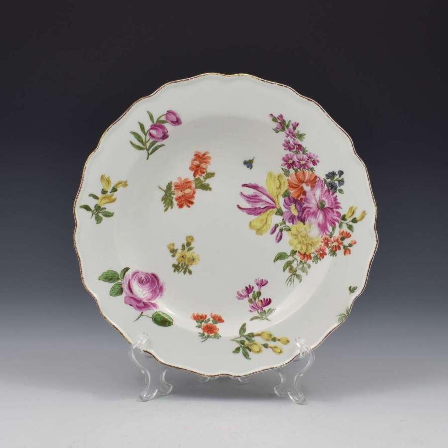 Chelsea Porcelain Floral Dessert Plate Red Anchor Period c.1755