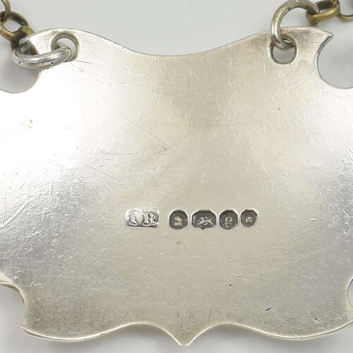 Fine Georgian Silver Escutcheon Shape Decanter Wine Label