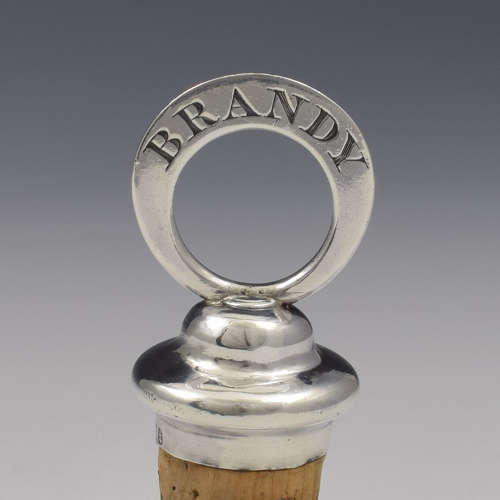 Early Victorian Silver Brandy Cork Decanter / Bottle Stopper