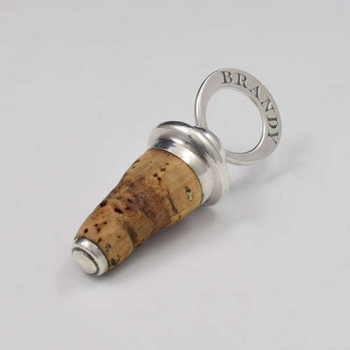 Early Victorian Silver Brandy Cork Decanter / Bottle Stopper