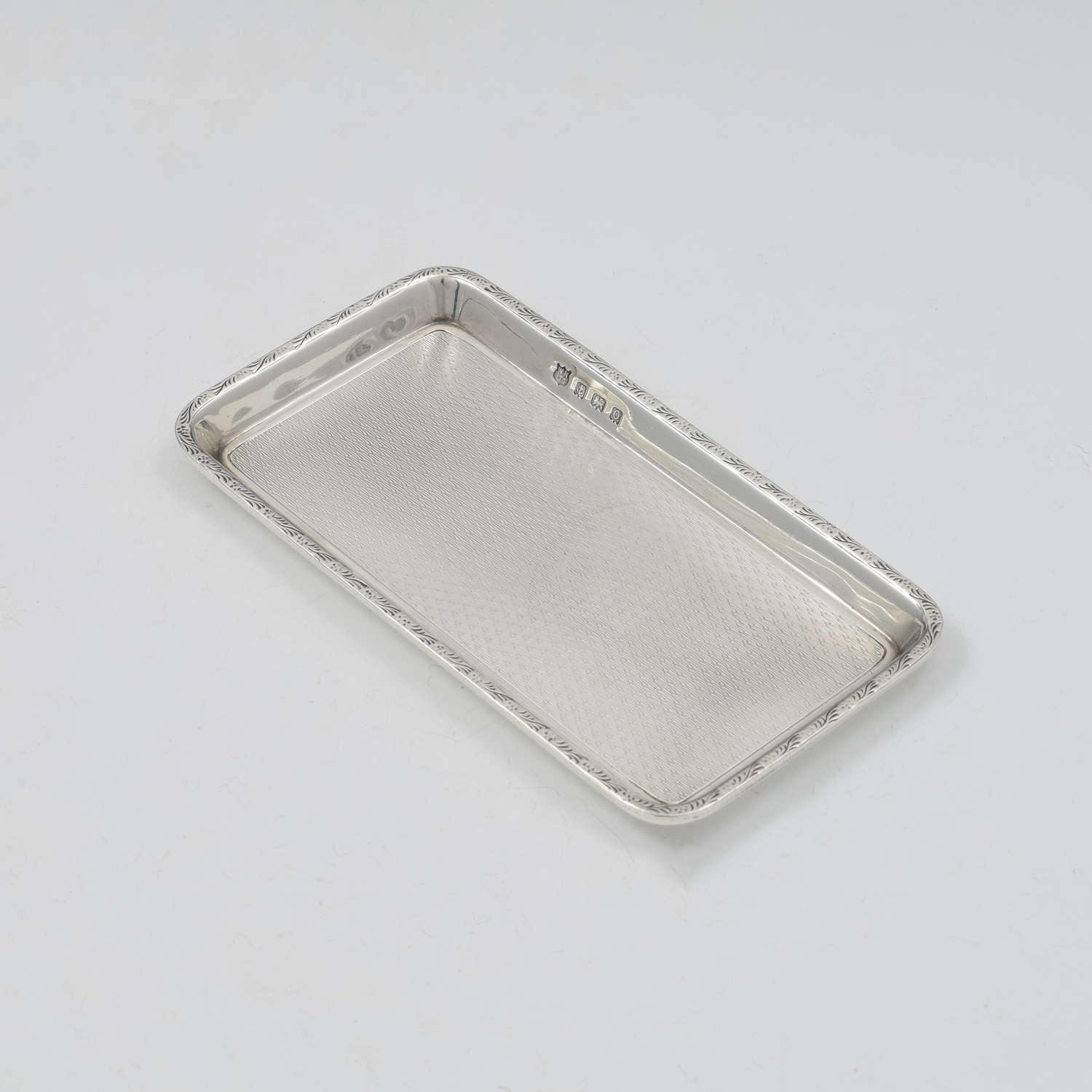 George V Sterling Silver Rectangular Trinket Dish / Pin Tray 1913