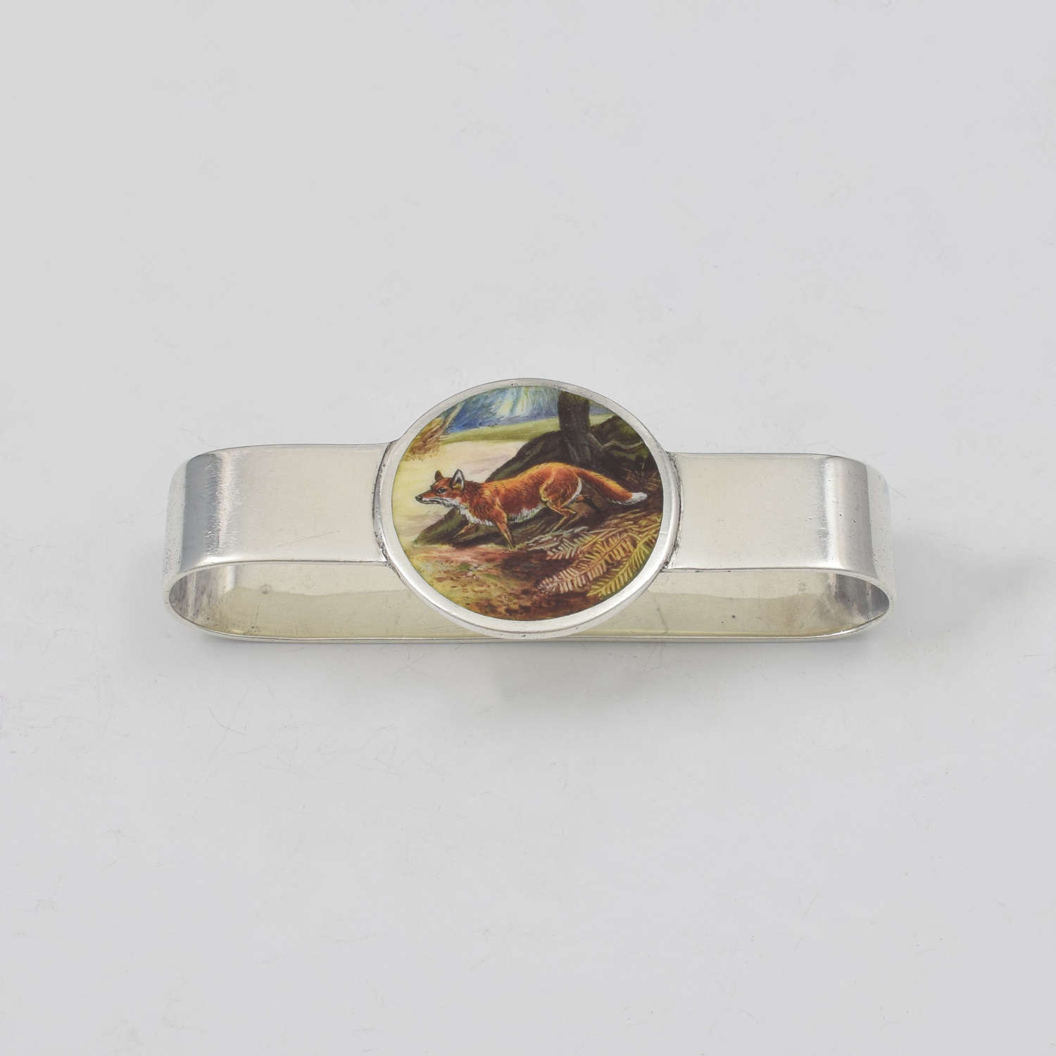 Edwardian Silver & Enamel Fox Napkin Ring R. H. Halford & Sons