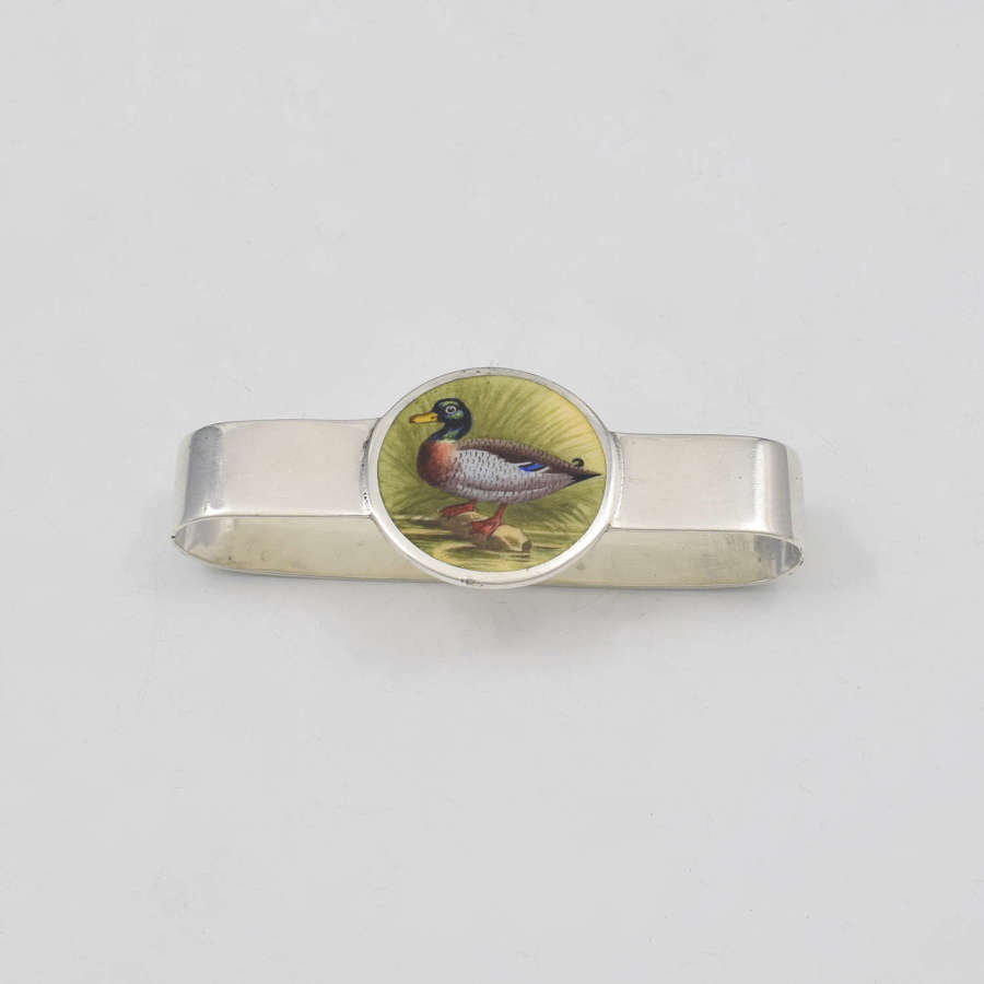 Edwardian Silver & Enamel Duck Mallard Napkin Ring R H Halford & Sons