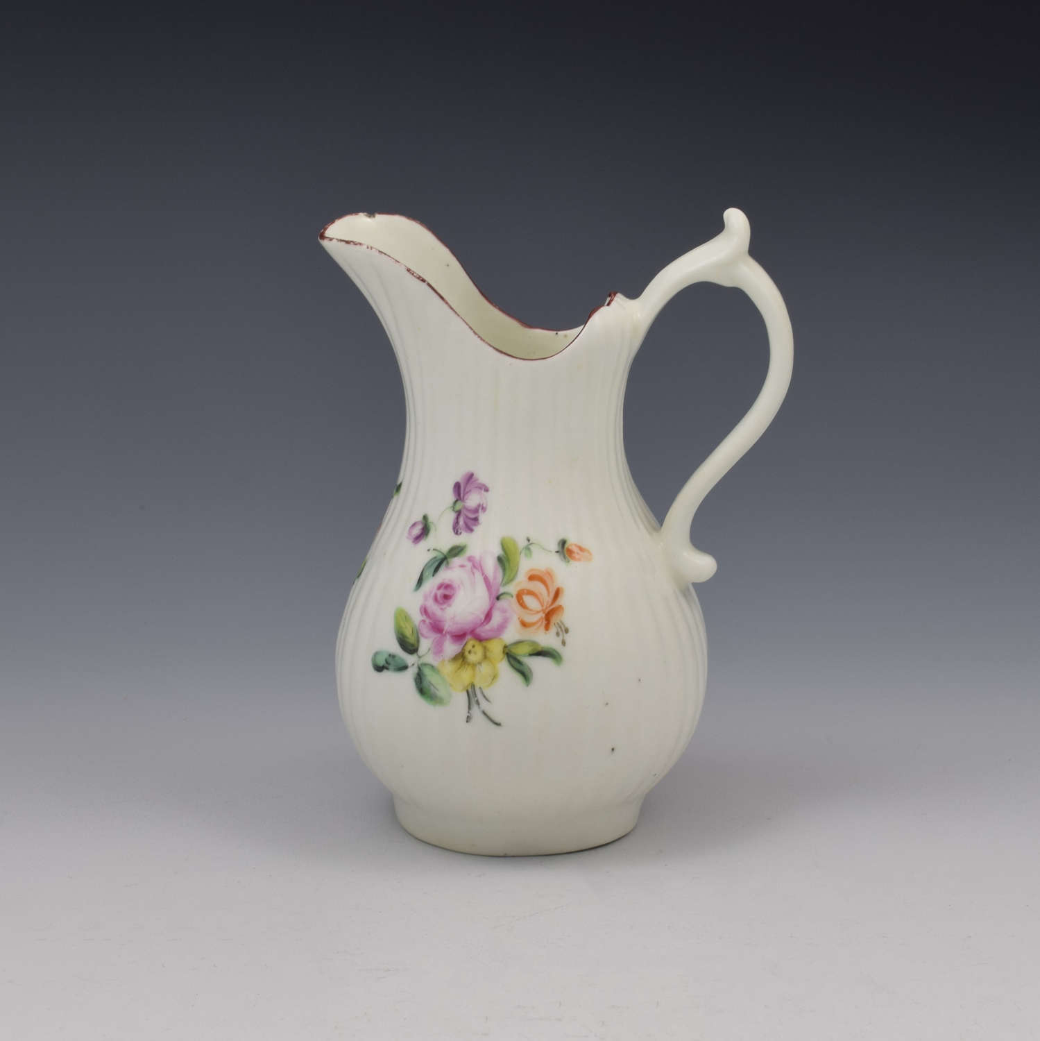 18th Century Derby Porcelain Fluted Cream Jug c.1760
