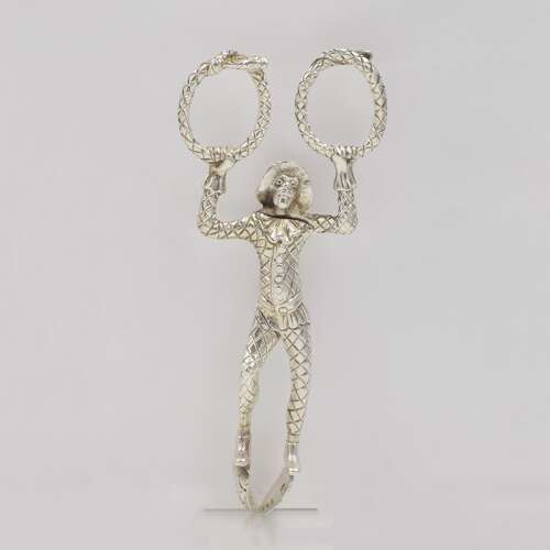 Rare George IV English Novelty Silver Harlequin Monkey Sugar Tongs c.1830 Dee & Fargus
