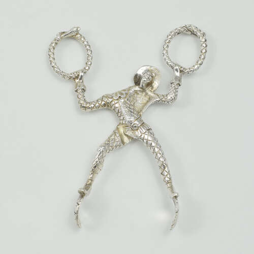 Rare George IV English Novelty Silver Harlequin Monkey Sugar Tongs c.1830 Dee & Fargus