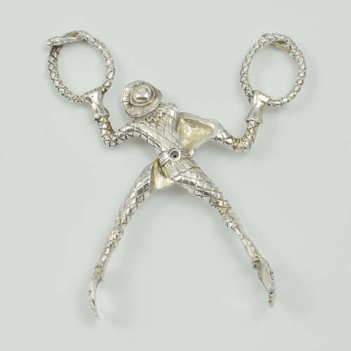 Rare George IV English Novelty Silver Harlequin Monkey Sugar Tongs c.1830 Dee & Fargus