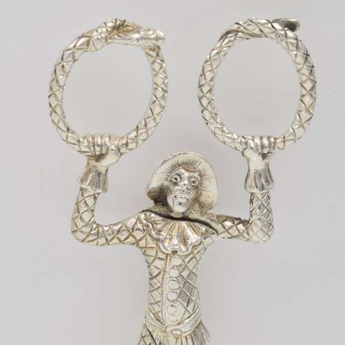 Rare George IV English Novelty Silver Harlequin Monkey Sugar Tongs c.1830 Dee & Fargus