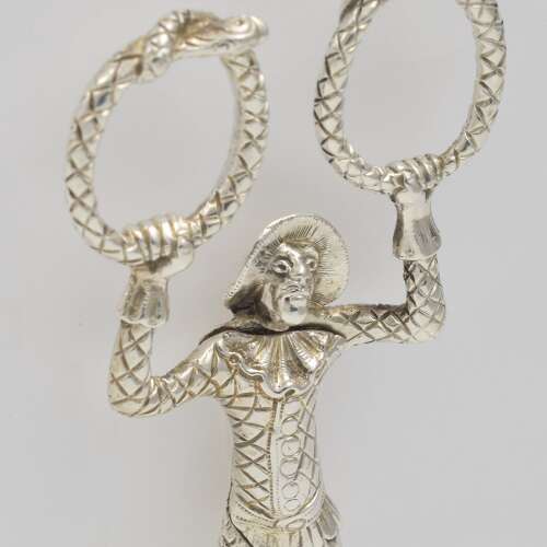 Rare George IV English Novelty Silver Harlequin Monkey Sugar Tongs c.1830 Dee & Fargus