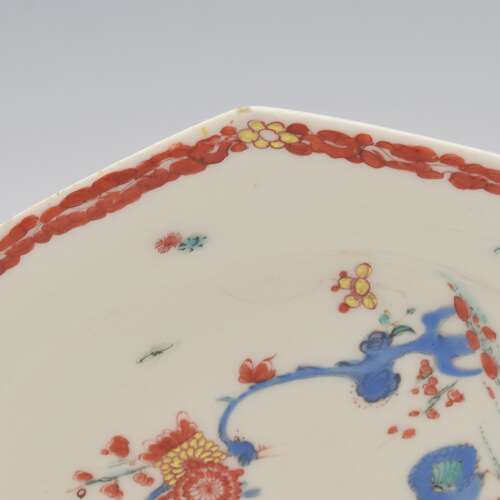 Fabulous Bow Porcelain Octagonal Plate Kakiemon Two Quail / Partridge Pattern c.1755