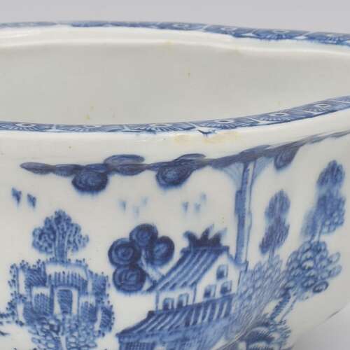 Superb Derby Porcelain Blue & White Quatrefoil Sauce Tureen & Cover c.1768