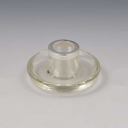 Edwardian Unusual Silver & Threaded Glass Match Striker