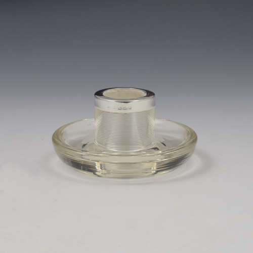 Edwardian Unusual Silver & Threaded Glass Match Striker