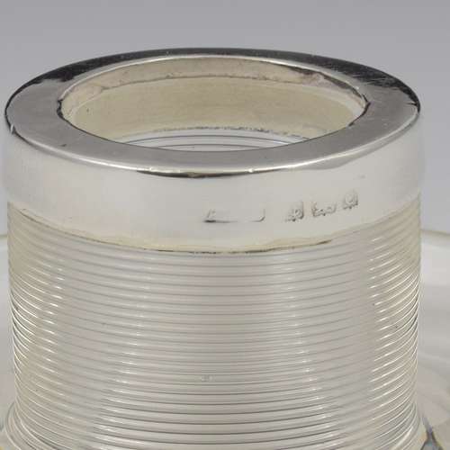 Edwardian Unusual Silver & Threaded Glass Match Striker