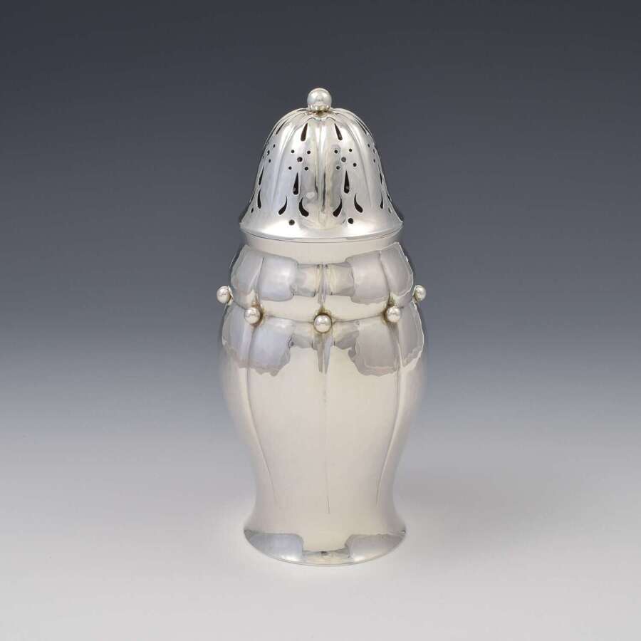Stunning Art Nouveau Danish Sterling Silver Sugar Caster Evald Nielsen Skonvirke 1916