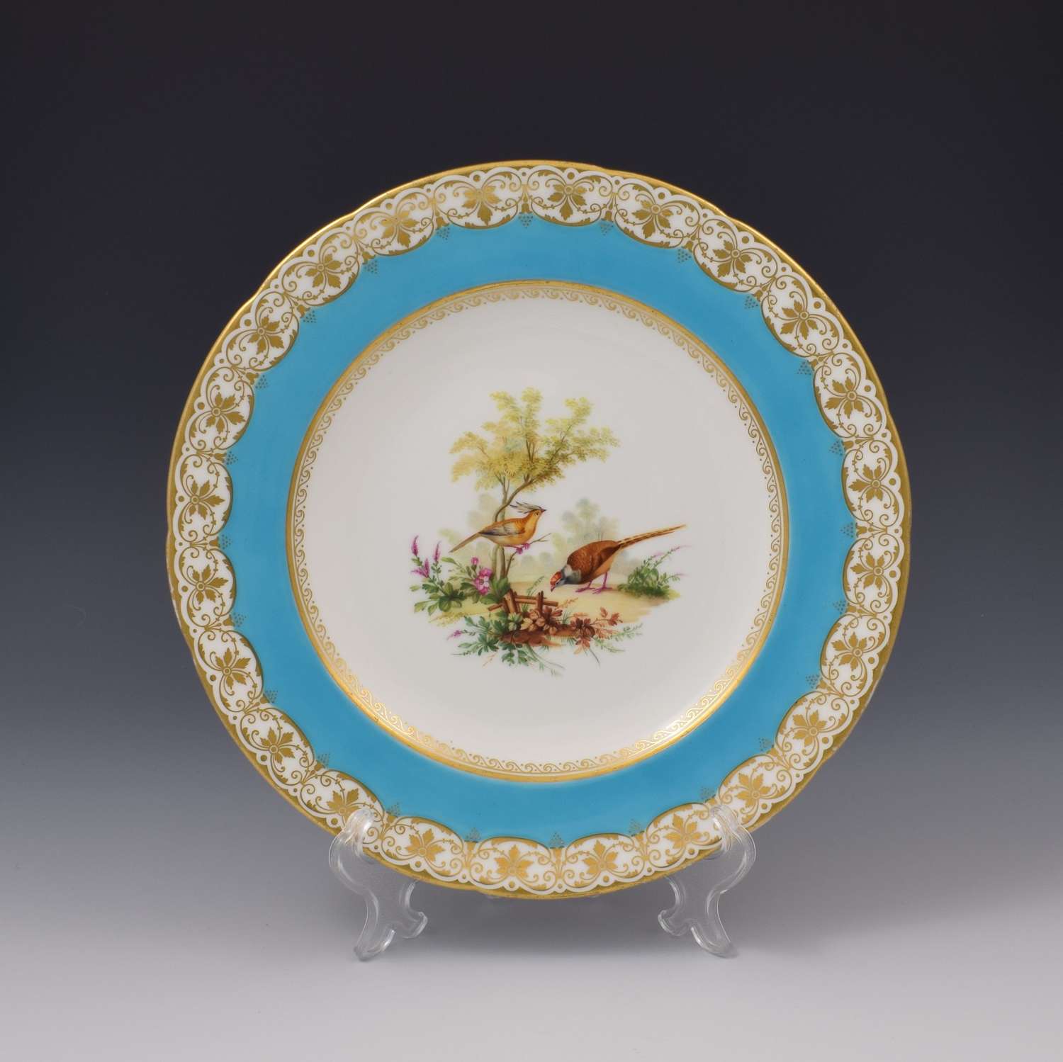 Minton Porcelain Pheasants Birds Cabinet Plate Joseph Wareham c.1850